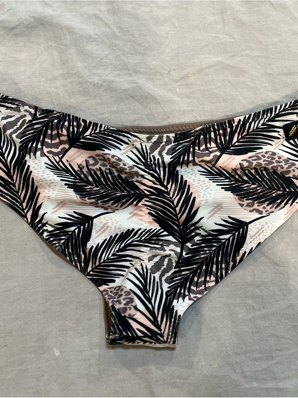 SAVAGE swim Black & Pale Pink Palm Leaf Bikini Bottoms